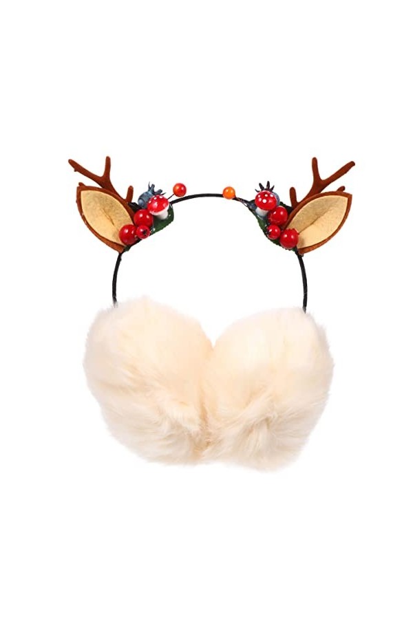 ABOOFAN Cache-Oreilles de Noël Bois de Wapiti Cache-Oreilles Hiver Mignon Renne Écouteurs Oreille Couvre Rennes en Peluche Ba
