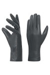 Harssidanzar Gants en cuir pour femmes, Winter Warm Fleece Doublure Touchscreen Vintage Finish GL018EU,Rouge,taille S