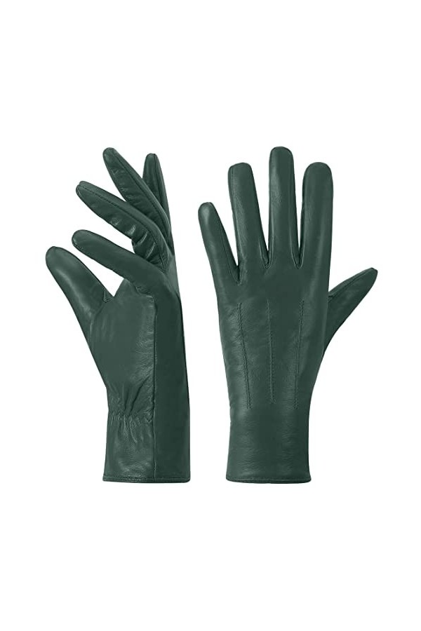 Harssidanzar Gants en cuir femme hiver Doublure chaude en cachemire Écran tactile Fini vintage GL017EU,Kaki,taille XL