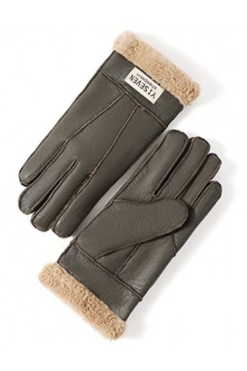 YISEVEN Hiver Femmes Gants en Cuir Peau de Mouton Moelleux Poignet en Sherpa Fourrure de Laine Doublé Chauffé Pour lHiver Co
