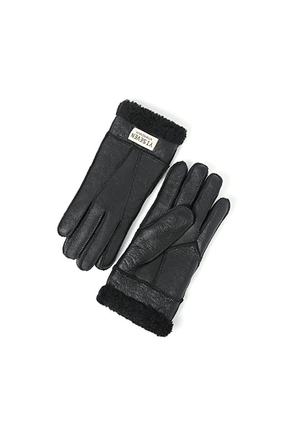 YISEVEN Hiver Femmes Gants en Cuir Peau de Mouton Moelleux Poignet en Sherpa Fourrure de Laine Doublé Chauffé Pour lHiver Co