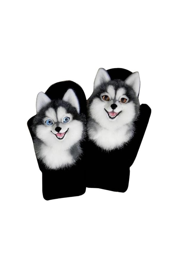 Moufles en forme danimal de dessin animé 3D pour adultes - Gants dhiver chauds en peluche épaisse - Coupe-vent - Moufles de
