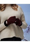 YISEVEN Hiver Femmes Gants en Cuir Peau de Mouton Moelleux Poignet en Sherpa Fourrure de Laine Doublé Chauffé Pour lHiver Co