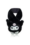 Roffatide Anime Gant Kuromi Fuzzy Mittens Moufles en Peluche à Doigts Entiers Gants Noirs Brodés pour lhiver