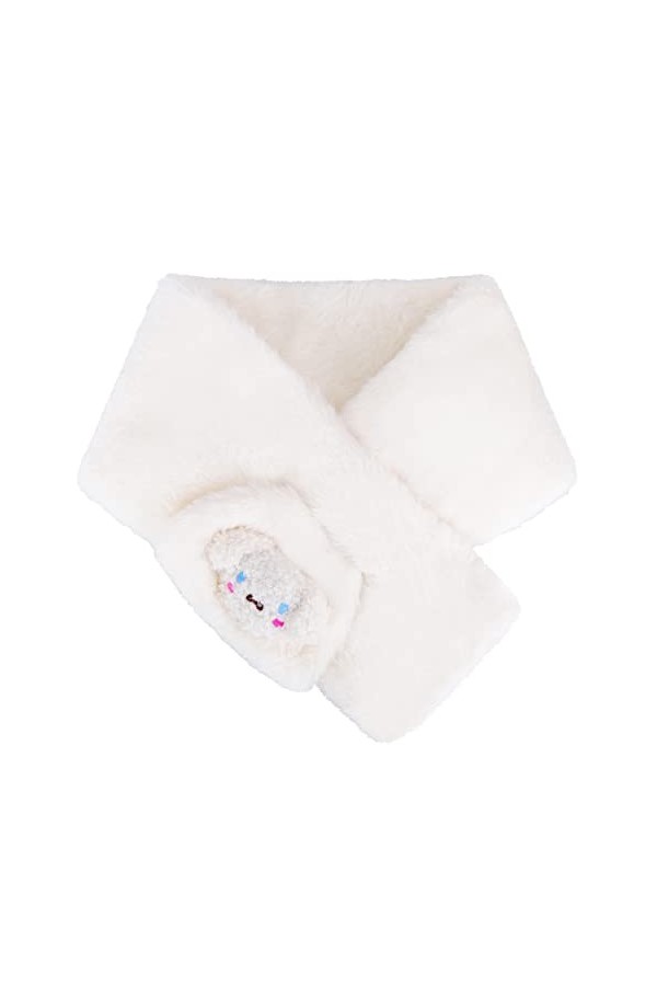 Roffatide Anime Gant Kuromi Fuzzy Mittens Moufles en Peluche à Doigts Entiers Gants Noirs Brodés pour lhiver