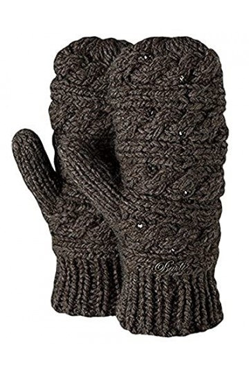 Salewa, Gants Moufles Claire Marron Marrone Con Patch Brillantini , Taille Unique