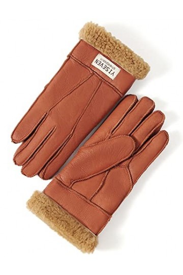YISEVEN Hiver Femmes Gants en Cuir Peau de Mouton Moelleux Poignet en Sherpa Fourrure de Laine Doublé Chauffé Pour lHiver Co