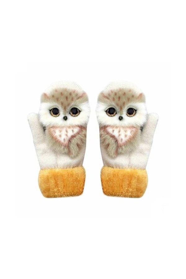 ROSSOM Gants dhiver en Peluche épaisse, Gants de Mitaines danimaux en Peluche Tricotés à la Main, Doublure Polaire épaisse 