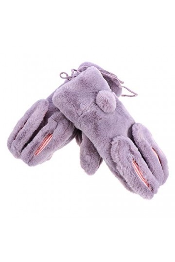 ifundom Femmes Hiver Gants Chauds Oreille de Lapin Moufle en Peluche Peut Être Accroché sur Laimant du Cou Gants Complets po