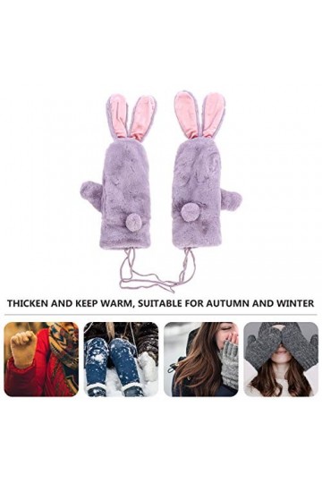 ifundom Femmes Hiver Gants Chauds Oreille de Lapin Moufle en Peluche Peut Être Accroché sur Laimant du Cou Gants Complets po