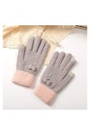 HSJM Gants Mode Femme Gants en Tricot dhiver Bow-Noeud Perle Femmes Décoration Extérieure Pleine Doigts Gants Épais Gardez M
