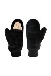 Femmes Hiver Couverture Chaude Mitaines Fourrure Flip Doux Demi-Gants Sans Doigts Pour Sports De Plein Air abricot,One Size 