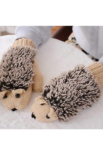 dTrend Gants dhiver en tricot pour femme Motif hérisson