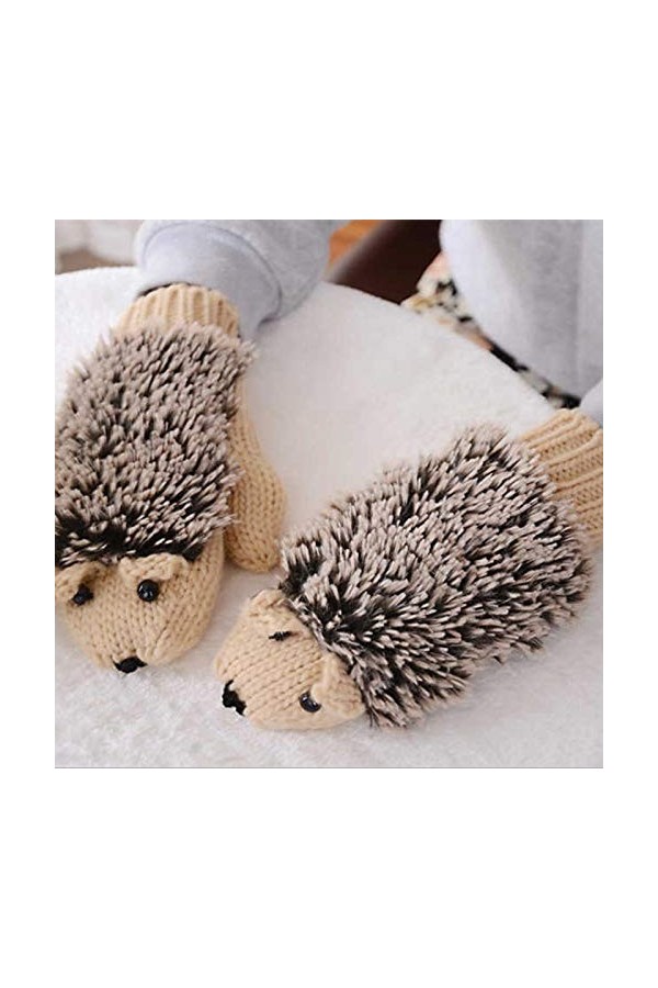 dTrend Gants dhiver en tricot pour femme Motif hérisson