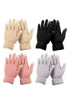 Lot de 4 paires de gants dhiver pour écran tactile,Doublure polaire chaude,Gants dhiver tricotés élastiques,Gants chauds po