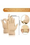 Lot de 4 paires de gants dhiver pour écran tactile,Doublure polaire chaude,Gants dhiver tricotés élastiques,Gants chauds po