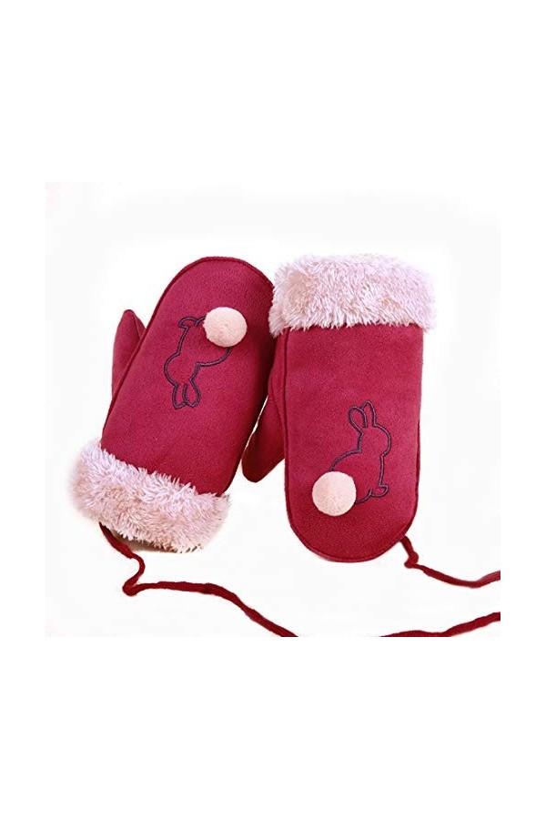 Minicocock Accrochez Cou et capitonnées de Velours suède Chaud Gants Mitaines for Enfants Filles dhiver Cartoon Gants Mignon