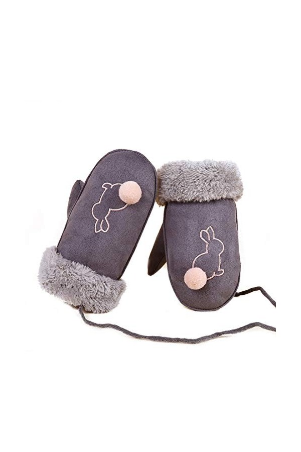 Minicocock Accrochez Cou et capitonnées de Velours suède Chaud Gants Mitaines for Enfants Filles dhiver Cartoon Gants Mignon