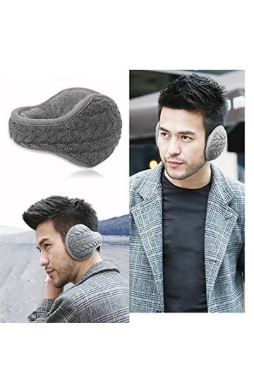 OFKPO Cache-Oreilles Chauds, Pliable Cache-Oreilles avec Tricoté Chaud Cache-Oreilles en Peluche pour Homme et Femme Gris 