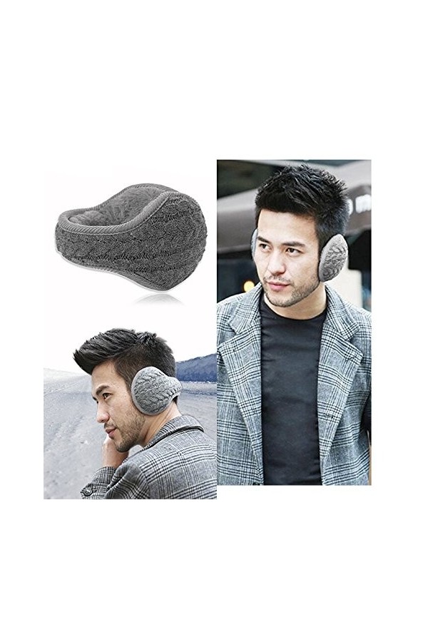 OFKPO Cache-Oreilles Chauds, Pliable Cache-Oreilles avec Tricoté Chaud Cache-Oreilles en Peluche pour Homme et Femme Gris