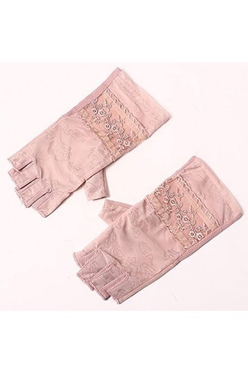 HJKOGH Gants de Protection Solaire Dentelle antidérapante Gants de Soie de Glace Sexy Femme Section Mince été écran Tactile U