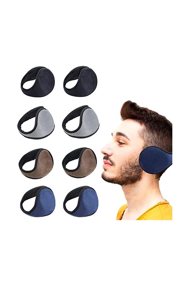 Lot de 8 Cache-oreilles en Polaire pour Homme et Femme, Cache-Oreilles Pliables en Polaire pour Garder les Oreilles au Chaud 