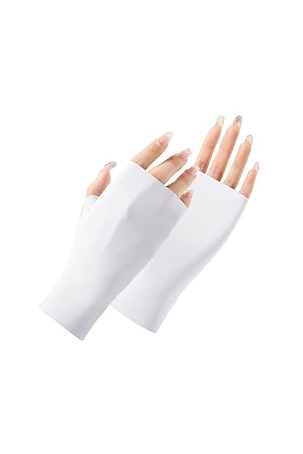 HJKOGH Gants sans Doigts Anti-UV dété de Conduite Semi-Doigt Glace Soie Demi-Doigts Gants crème Solaire Respirant Mitaines M