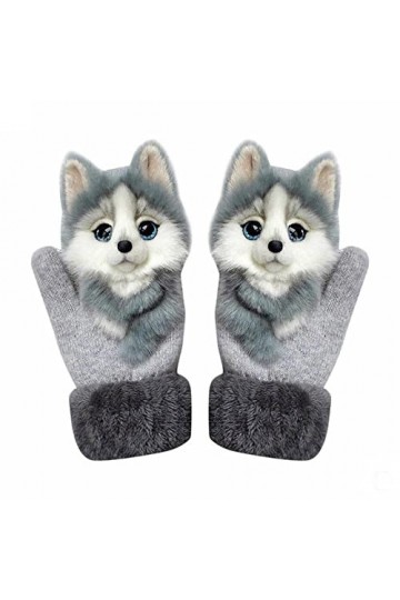 KQLULU Gants Animaux Hiver, Mitaines thermiques danimaux de dessin animé moelleux 3D, Gants de mitaines danimaux en peluche