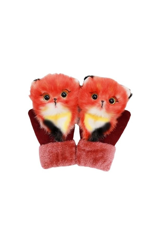 KQLULU Gants Animaux Hiver, Mitaines thermiques danimaux de dessin animé moelleux 3D, Gants de mitaines danimaux en peluche