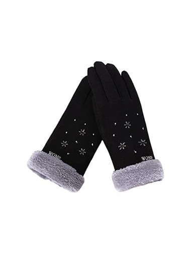 UKKO Gants Dames Hiver Féminin Double Épaisseur Peluche Poignet Chaud Cachemire Mignon Cyclisme Mitaines Mitaines Femmes Daim