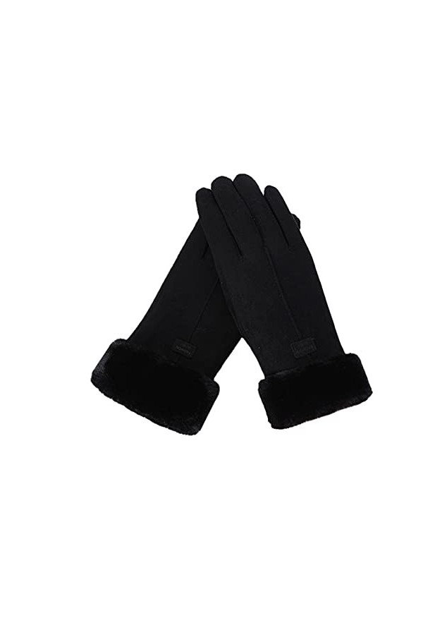 UKKO Gants Dames Hiver Féminin Double Épaisseur Peluche Poignet Chaud Cachemire Mignon Cyclisme Mitaines Mitaines Femmes Daim