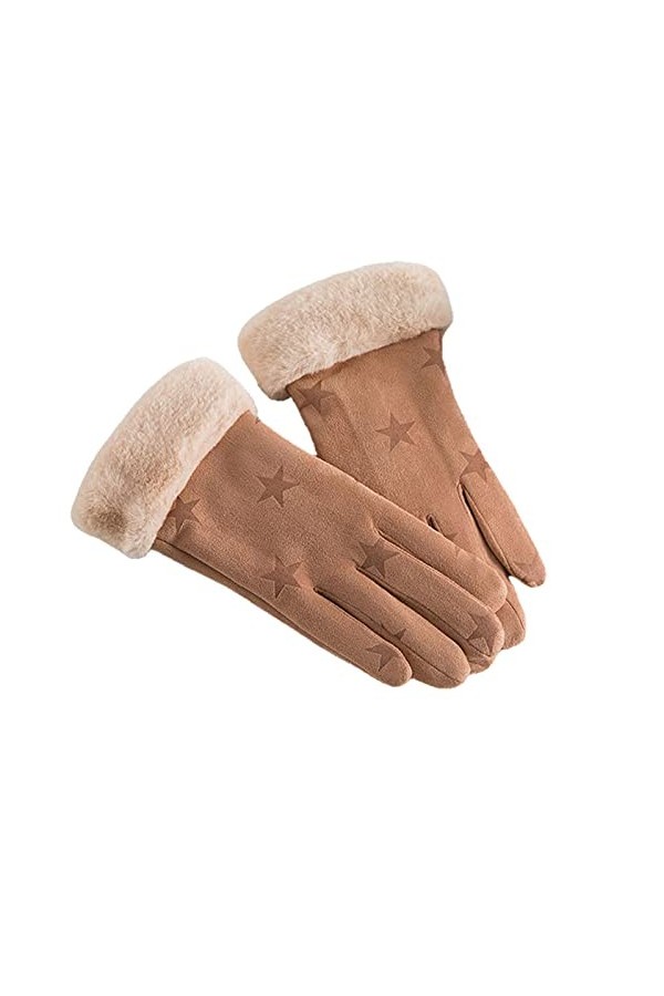 UKKO Gants Dames Hiver Féminin Double Épaisseur Peluche Poignet Chaud Cachemire Mignon Cyclisme Mitaines Mitaines Femmes Daim