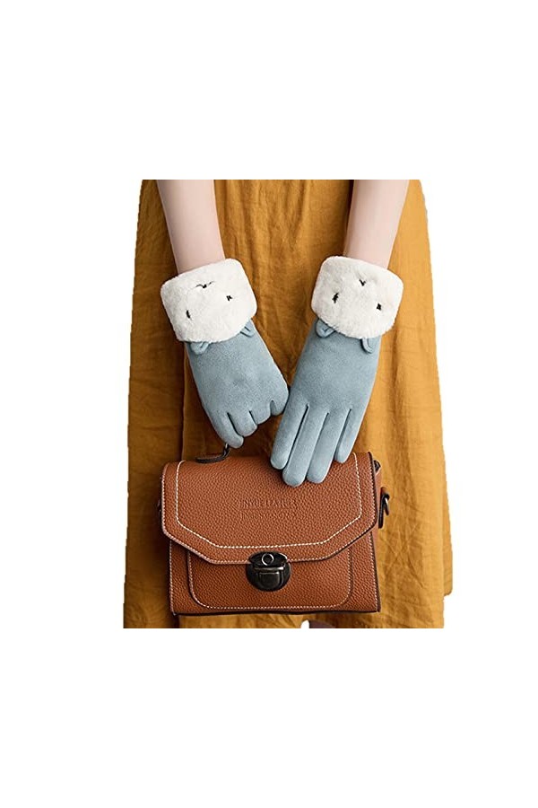 UKKO Gants Dames Hiver Féminin Double Épaisseur Peluche Poignet Chaud Cachemire Mignon Cyclisme Mitaines Mitaines Femmes Daim