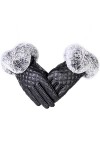 UKKO Gants Dames Femmes Gants dhiver Gants en Cuir avec Fourrure De Lapin Automne Écran Tactile Chaleureuse Extérieure Gants