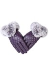 UKKO Gants Dames Femmes Gants dhiver Gants en Cuir avec Fourrure De Lapin Automne Écran Tactile Chaleureuse Extérieure Gants