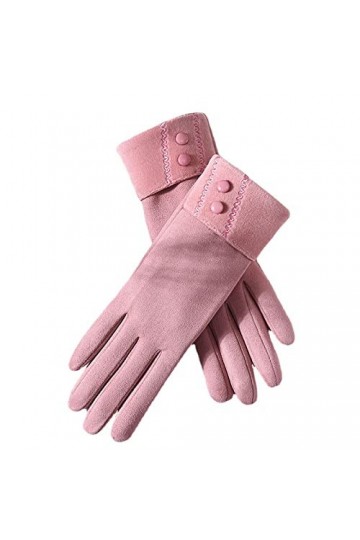 Femme Gants Gants Automne Et Hiver En Daim Gants Chauds Gants De Ski Rose Taille Libre