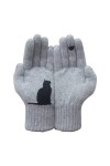 Gants en Coton avec éventail, Gants épaissis avec Impression De Chat Et Doiseau, Gants en Laine pour Femmes, Gants Dextérie