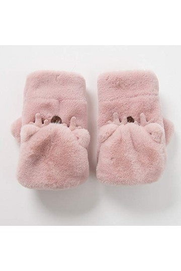 Gants sans Doigts pour Femmes,1 Paire Mignon Wapiti Épais Demi-Doigt Gants Femmes Mitaines sans Doigts Hiver Gants Convertibl