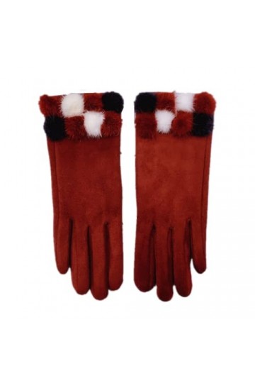 Gants Chauds Pour Femme Gants Femme Automne Et Hiver Gants Écran Tactile En Daim Rouge