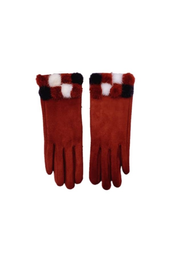 Gants Chauds Pour Femme Gants Femme Automne Et Hiver Gants Écran Tactile En Daim Rouge