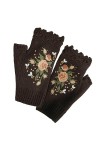 Briskorry Mitaines brodées sans doigts Fleurs Mitaines dhiver tricotées Automne Hiver Gants chauds tricotés Gants doux pour 
