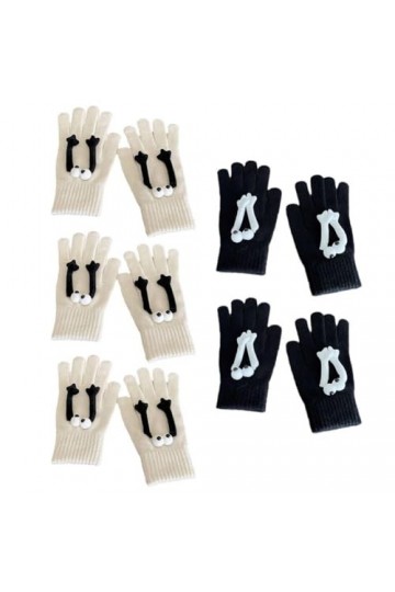 Main dans la main Gants tricotés magnétiques Écran Simple Poupée aux grands yeux Moufles dhiver Gants chauds Couple pour amo