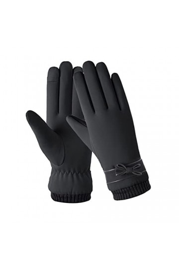 AiKoch Gants dhiver pour femmes coupe-vent intérieur en peluche chaude moufles pour femme écran tactile doux en cuir PU gant