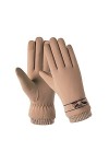 AiKoch Gants dhiver pour femmes coupe-vent intérieur en peluche chaude moufles pour femme écran tactile doux en cuir PU gant