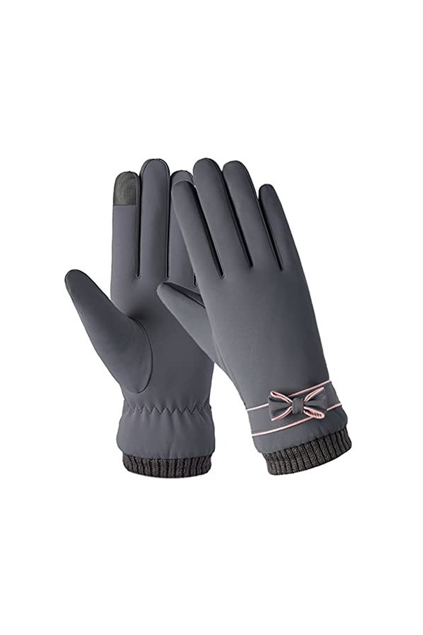 AiKoch Gants dhiver pour femmes, coupe-vent, imperméables, en peluche intérieure, moufles chaudes, écran tactile, doux pour 