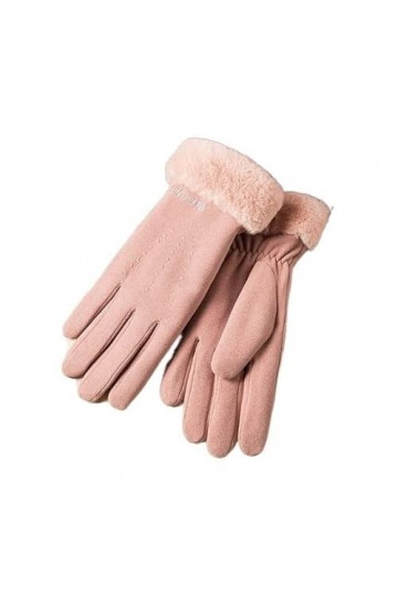 Gants Femme， Hiver femme cachemire chaud daim cuir cyclisme mitaines Double épais velours en peluche poignet femmes écran tac