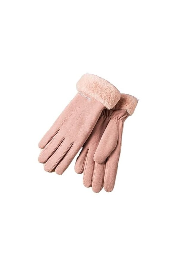 Gants Femme， Hiver femme cachemire chaud daim cuir cyclisme mitaines Double épais velours en peluche poignet femmes écran tac