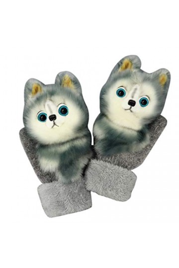 N|A Yuanshenortey Moufles dhiver pour femme - Chaud - Doublure en peluche épaisse - Coupe-vent - Motif animal 3D