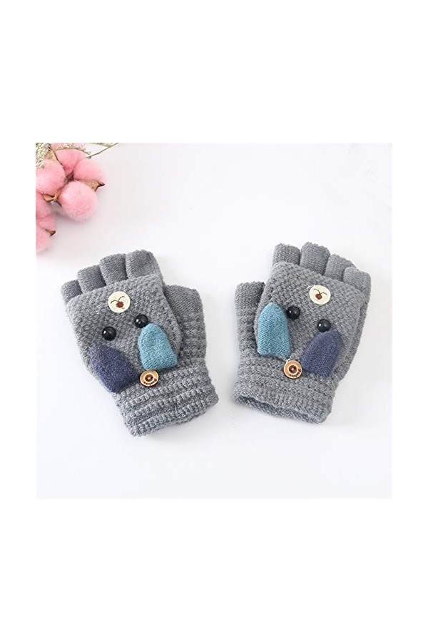 HSJM Gants Cartoon Gants Bébé dhiver Chauds Gants en Tricot Garçons Filles Doigt À Moitié Gants Enfants Gants Color : Red 