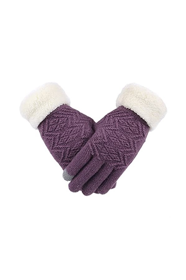 Femelle Épaissie Mitaines Gants Chauds Hiver Dames Dames Pleine Doigt Doux Tricoter Mitaines Color : Black, Gloves Size : Fr